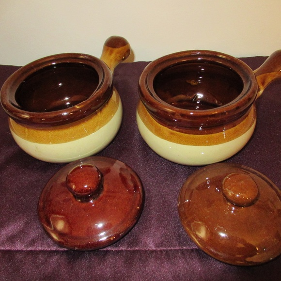 Crock stoneware 2 tone brown dip individual casserole with lid - Picture 3 of 8
